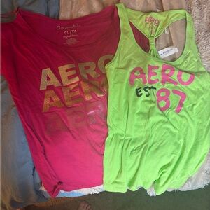 Aeropostale women’s neon Green Tank Top and pink tee- AERO EST 87
